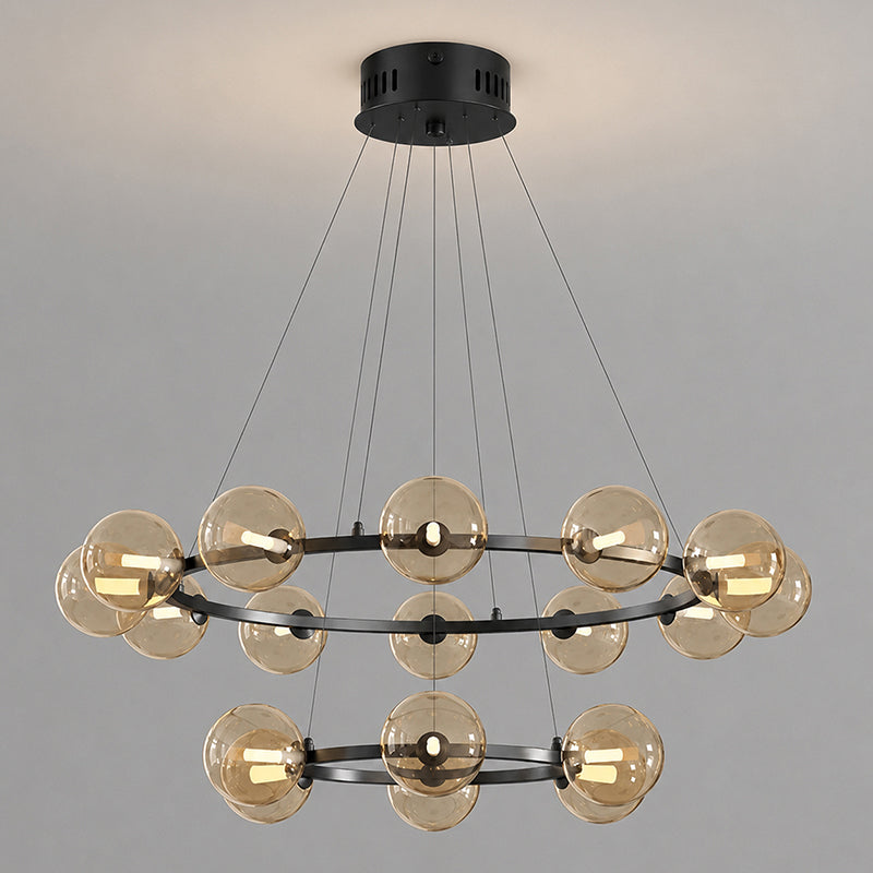 Moderne Kroonluchter met Glazen Kappen – Stijlvol Metalen Design voor Eetkamer Woonkamer Slaapkamer Restaurant | Sansoti