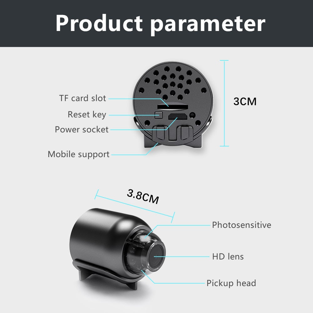 Compacte Mini Beveiligingscamera 1080P HD met Bewegingsdetectie en Nachtzicht | Sansoti
