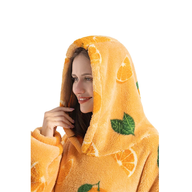 Sherpa Fleece Deken met Mouwen en Capuchon 140cm Draagbare Oversized Huisdeken XXL Comfortabel Warme Deken | Sansoti