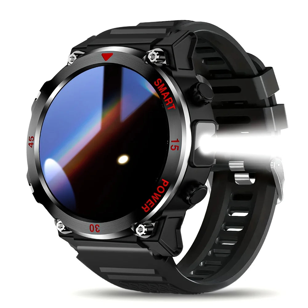 Round Smartwatch 1.52-inch HD Touchscreen Metal Casing Flashlight Bluetooth Heart Rate Monitor Fitness Tracker | Sansoti