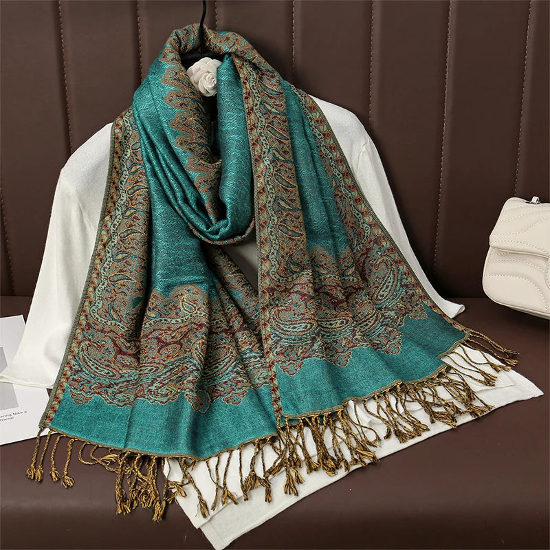 Pashmina Wrap Cashmere-look Women's 70x190cm Soft Winter Scarf Four Seasons Warm Foulard Elegant Scarf | Sansoti
