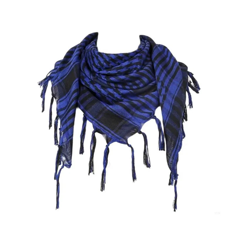 Bufanda de punto tradicional 100x100 cm con flecos para hombre y mujer, cálida y cómoda, de tejido suave para el invierno | Sansoti