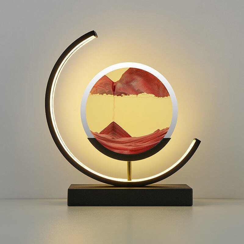 Lampe de table LED acrylique pivotante paysage de sable noir salon chambre lampe d'ambiance lampe de chevet lampe décorative | Restfield