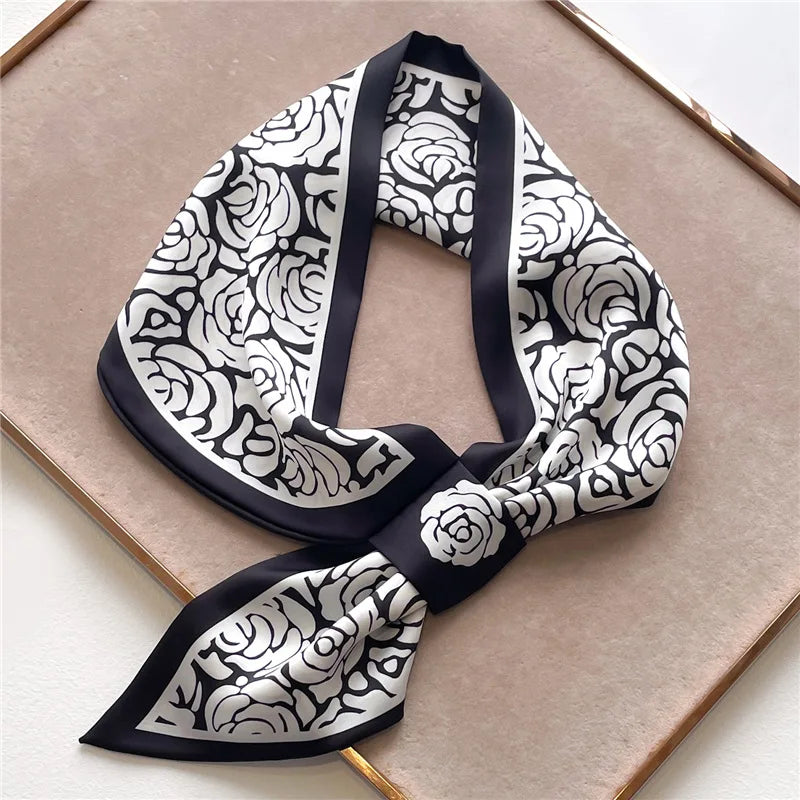 Satin Scarf with Animal Print 76x13cm Versatile Neck Ribbon Accessory for Everyday and Festive Use | Sansoti
