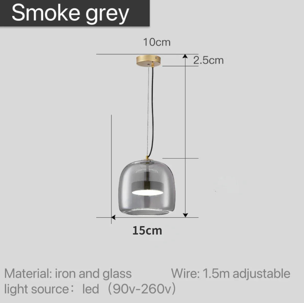 Scandinavische Glazen Hanglamp – Warm Sfeerlicht met Amber, Helder of Grijs Glas – Ø 15, 25 of 35 cm – Moderne Verlichting voor Keuken, Eetkamer en Woonkamer | Sansoti