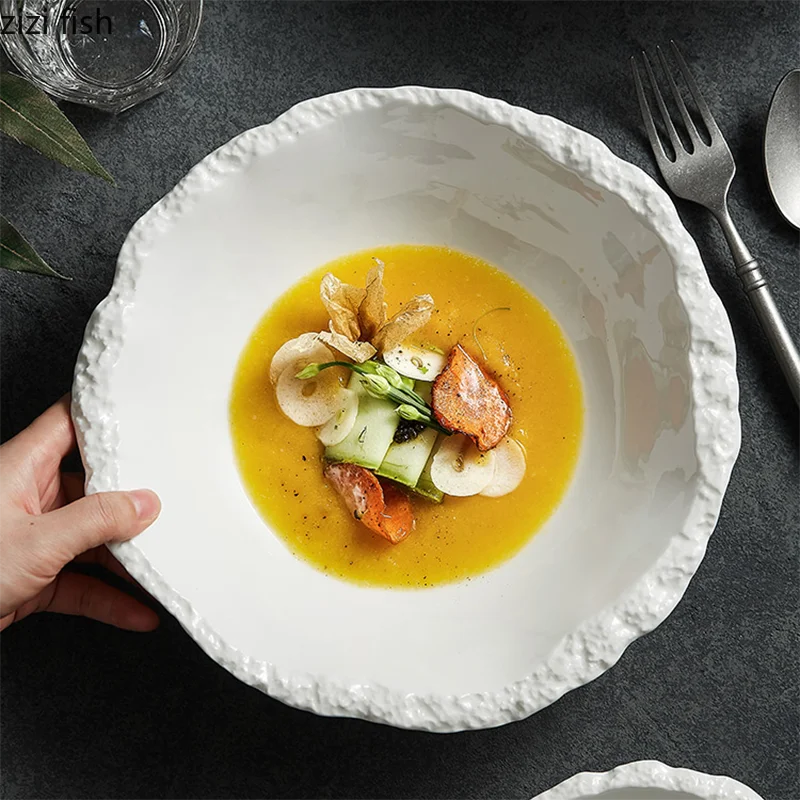 Keramische Serveerkom Rustiek Natuurlijk Design voor Salade en Warme Gerechten | Sansoti