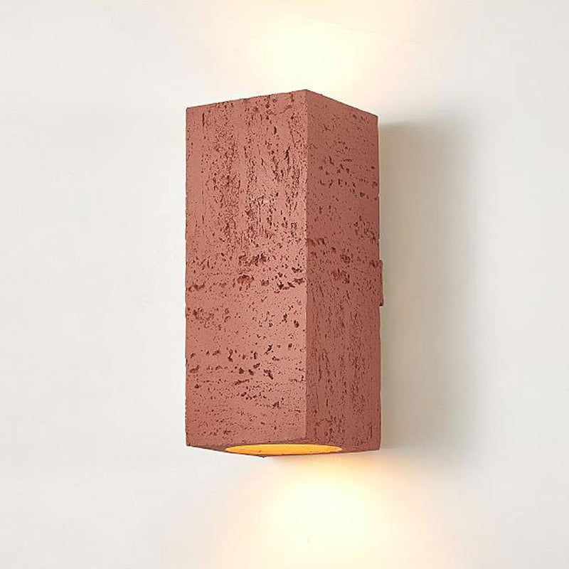 15:24 Japandi Wandlamp Travertijn Look Cement Rechthoek Warm Licht Woonkamer Slaapkamer | Sansoti
