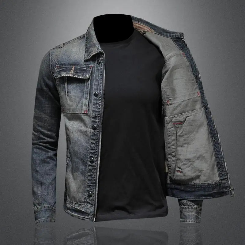 Veste en jean vintage en denim gris, rétro, pour femme et homme, veste en jean oversize, style urbain décontracté pour un usage quotidien | Sansoti