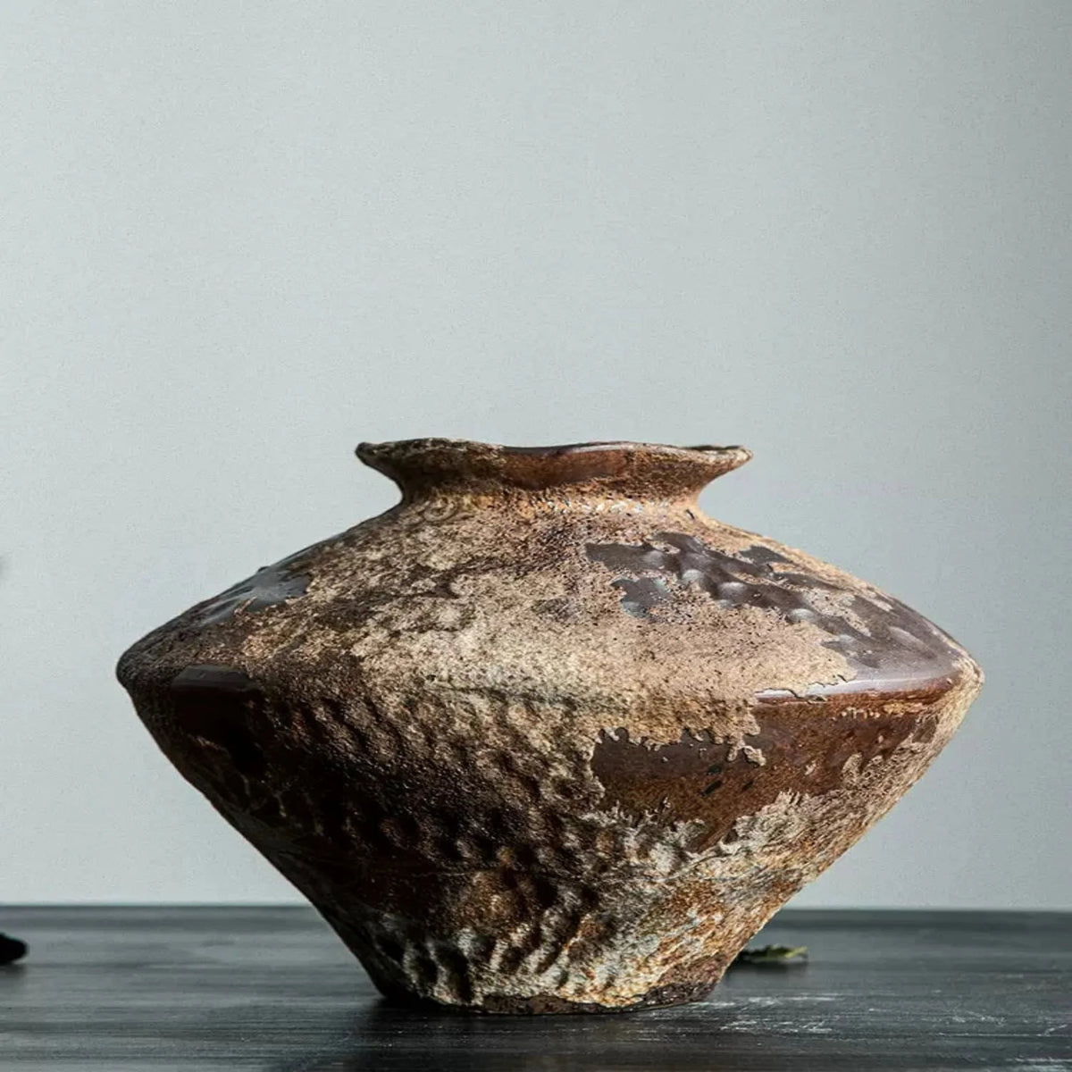 Rustic Handmade Ceramic Vase Vintage Country Style Decoration Natural Texture Living Room | Sansoti