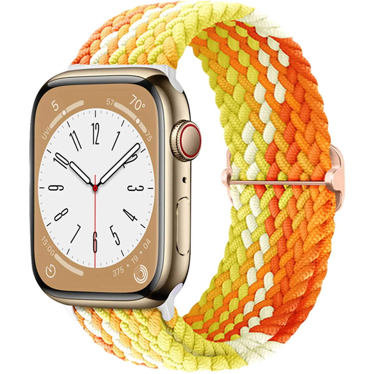Elastisch gevlochten nylon smartwatch-bandje, 38–49 mm, verstelbaar en ademend, sportband voor Apple Watch | Sansoti