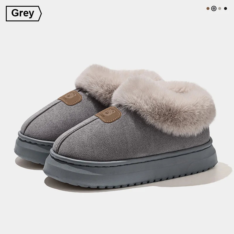 Lined Winter Slippers with High Ankle Warm House Slippers Thick Non-Slip Sole Unisex Indoor Outdoor | Sansoti