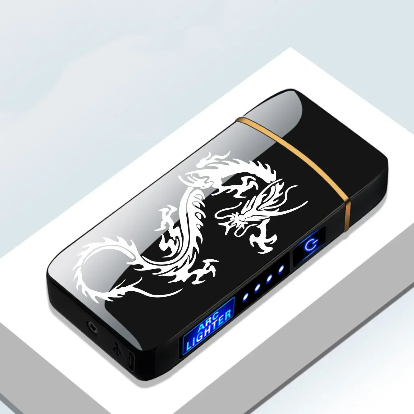 Elektronisches Plasma-Feuerzeug USB Wiederaufladbar Winddicht Metall Blau Für Kerzen Pfeife Mückenspiralen Doppelbogen Touchsensor LED Display | Restfield