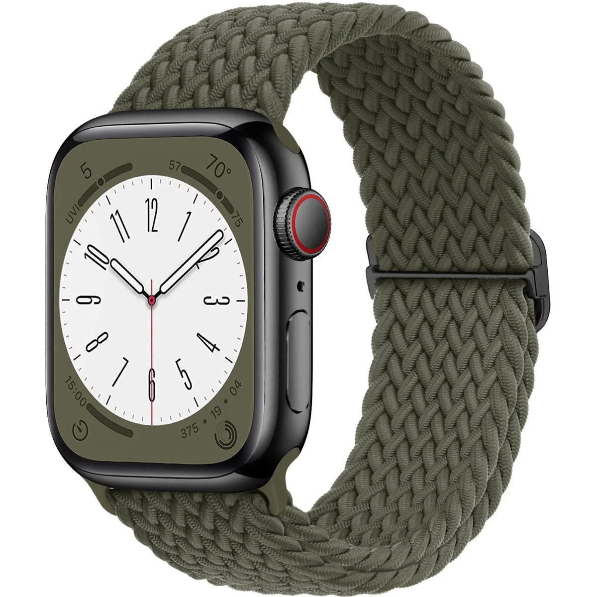 Elastisch gevlochten nylon smartwatch-bandje, 38–49 mm, verstelbaar en ademend, sportband voor Apple Watch | Sansoti