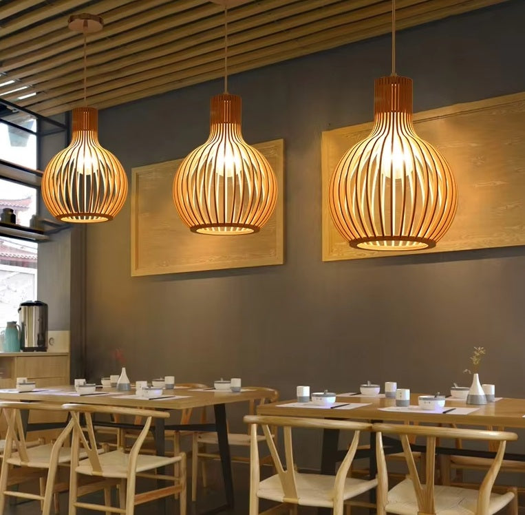 Organische Houten Hanglamp Natura Orb 35-45 cm voor Eettafel Woonkamer Warm Sfeerlicht Scandinavisch Design | Sansoti