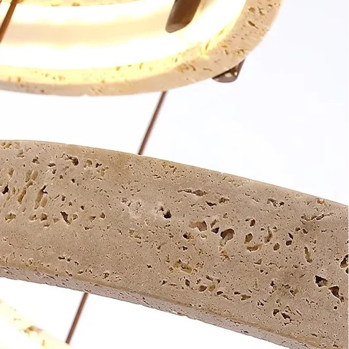 Natuursteen Plafondlamp Travertin Rond LED Dimbaar Woonkamer Eetkamer Hanglamp Luxe Design Interieur | Sansoti