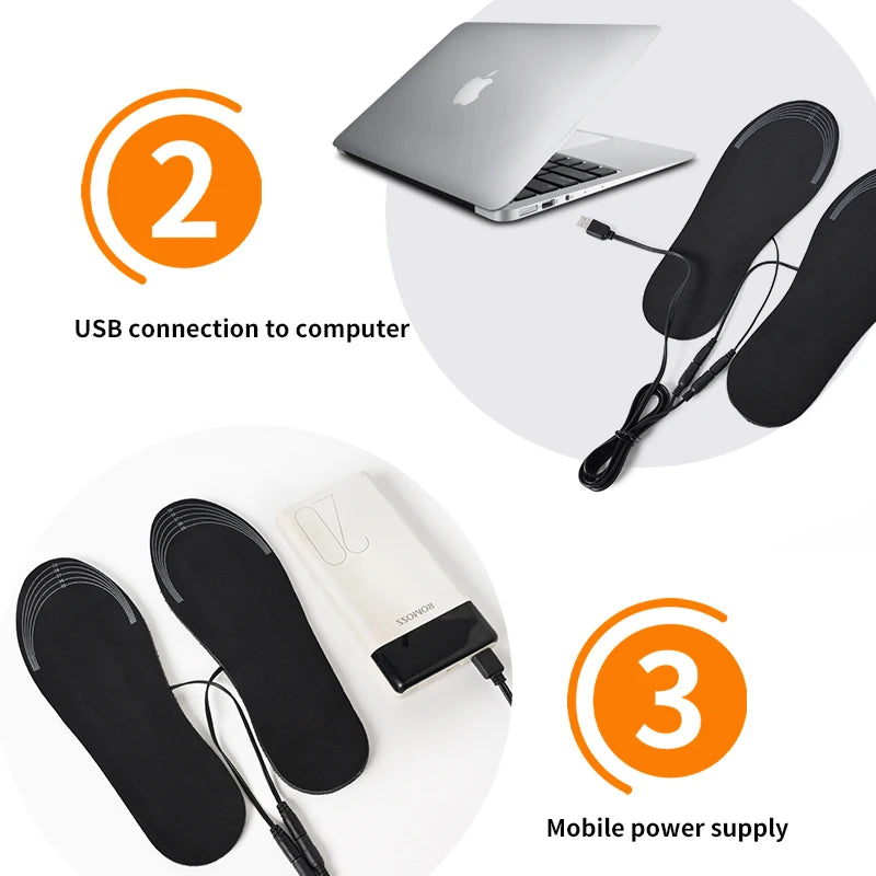 Beheizbare USB-Einlegesohlen für kalte Füße, Winter-Wärmesohle für Outdoor-Sport, Skifahren, Wandern und Schnee, thermisch | Sansoti