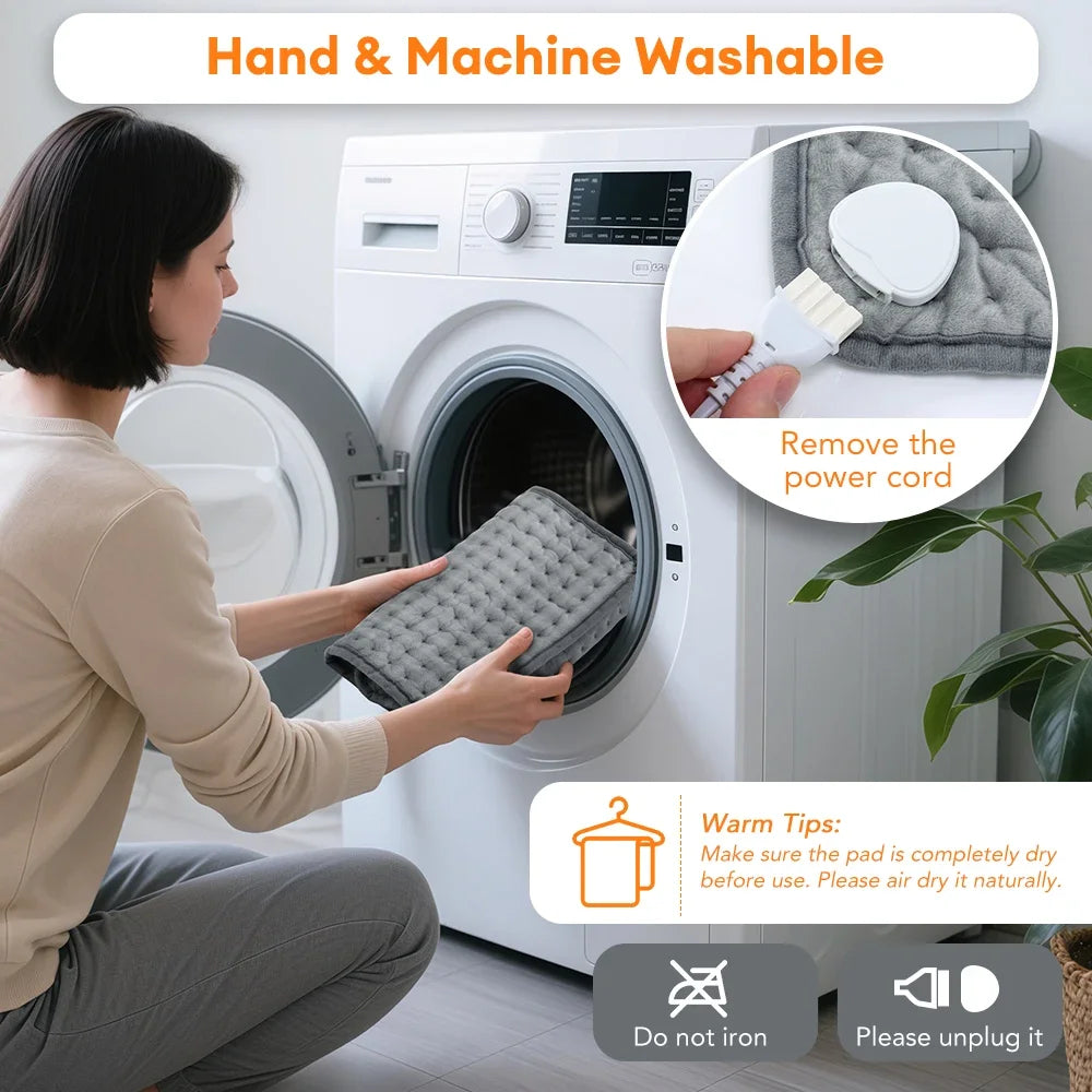 Elektrisches Heizkissen 60x30cm Graues, samtweiches Material, 9 Wärmestufen, Timer für Rücken, Beine und Bauch, Büro und Zuhause | Sansoti
