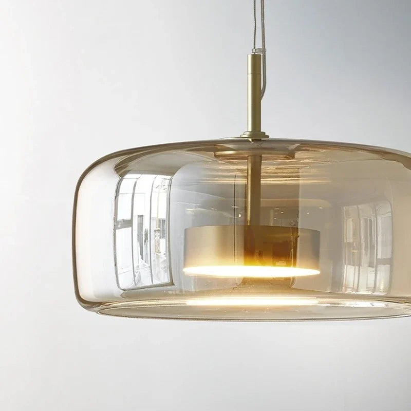 Scandinavische Glazen Hanglamp – Warm Sfeerlicht met Amber, Helder of Grijs Glas – Ø 15, 25 of 35 cm – Moderne Verlichting voor Keuken, Eetkamer en Woonkamer | Sansoti