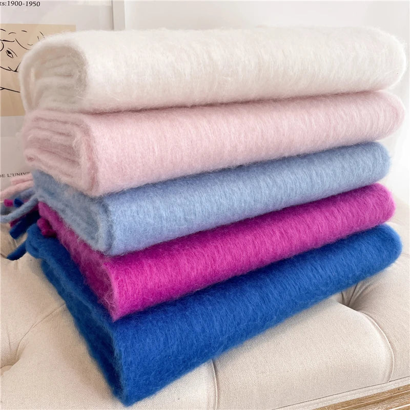 Luxe Wintersjaal met Grote Kwasten Dames 240x38cm Cashmere-Look Warme Halsdoek Stola voor Feestdagen Winter | Sansoti