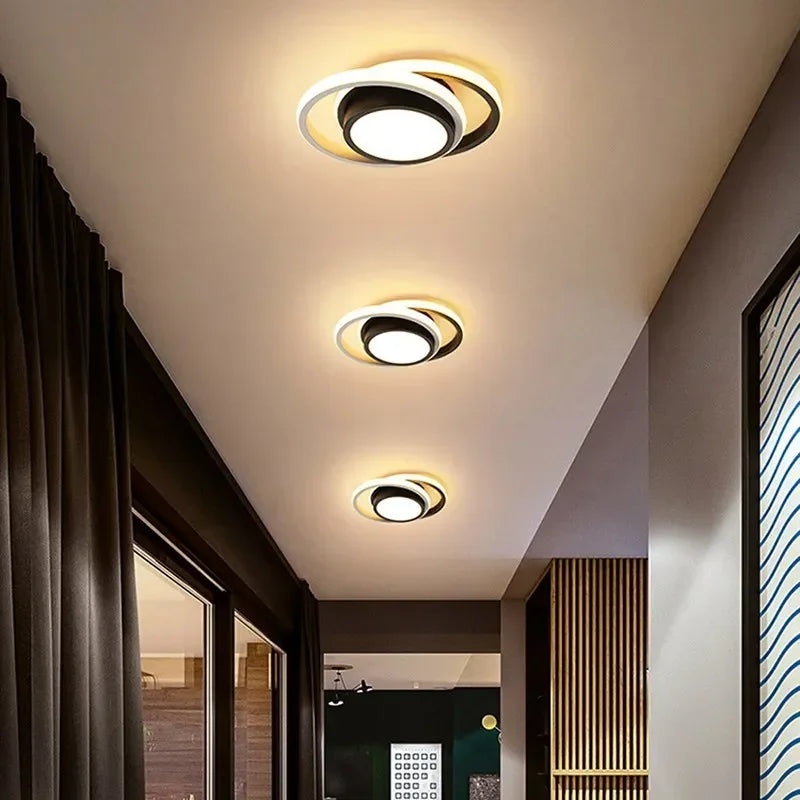 LED Plafondlamp Twee Ringen Design Warm Wit 18W Aluminium Acryl Modern Hal Gang Kantoor Balkon Verlichting | Sansoti