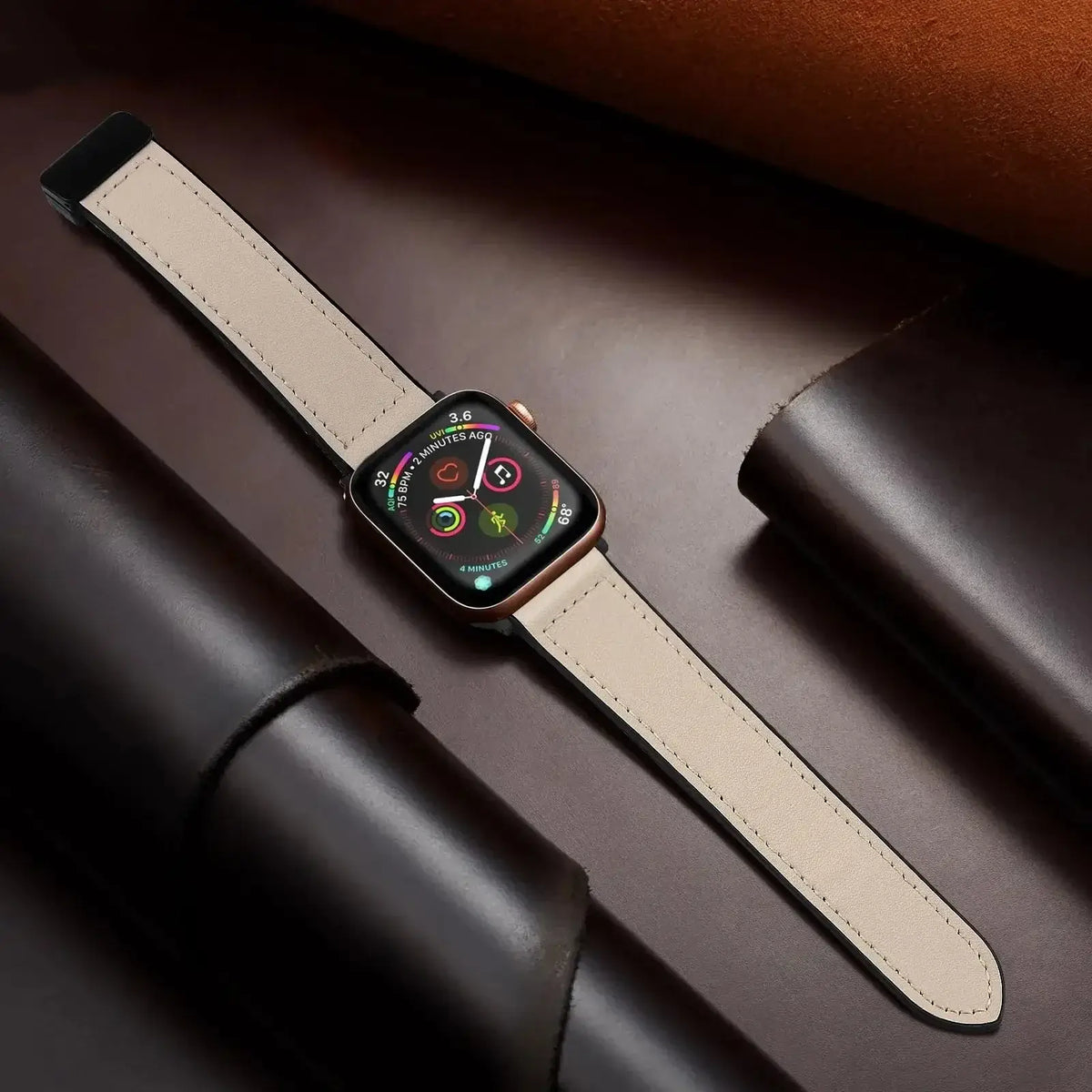 Bracelet de smartwatch magnétique en cuir véritable, réglable, résistant à l’eau, sportif, élégant et raffiné | Sansoti
