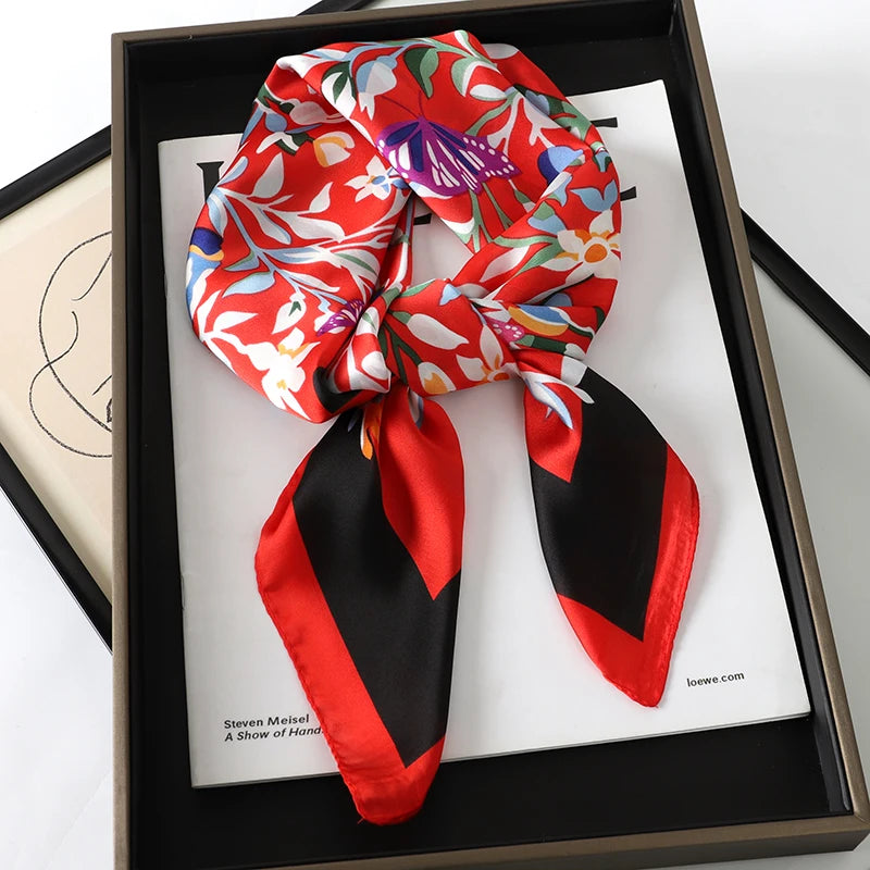Square Satin Scarf 70x70 cm Women's Headband Neck Scarf Hijab Headband Soft Polyester Elegant Stylish | Sansoti