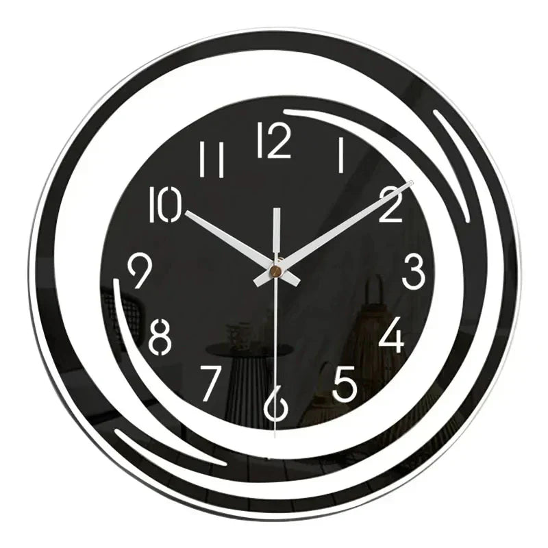 Wandklok Zwart Acryl - Modern Geometrisch Design - Stil Mechanisme - Scandinavisch Tijdloze Elegantie | Sansoti