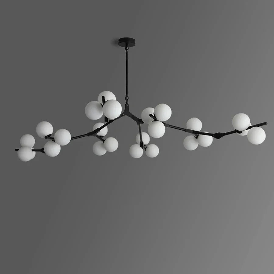 Suspension Structure Branches Verre Mat Or Noir G4 LED Salon Salle à Manger Scandinave Moderne 12 18 24 Boules | Restfield
