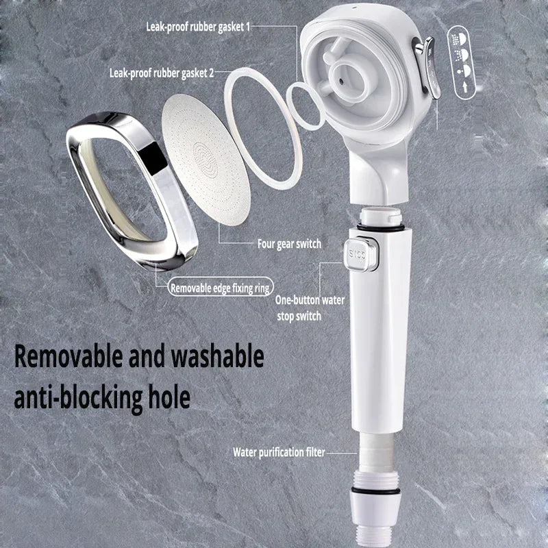 Handdouche 3 Standen Waterbesparend ABS Verstelbaar Stopknop Massage Eco Douchekop Badkamer Wellness | Sansoti
