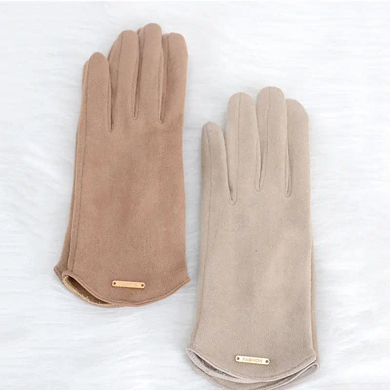 Wildleder-Winterhandschuhe Touchscreen Damen Herren Warm Winddicht Fahrhandschuhe Beige Schwarz Rosa Grau Winter | Sansoti
