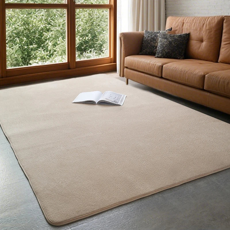 Tapis en velours corail antidérapant rectangulaire, doux et moelleux, pour salon et chambre à coucher, style scandinave | Sansoti