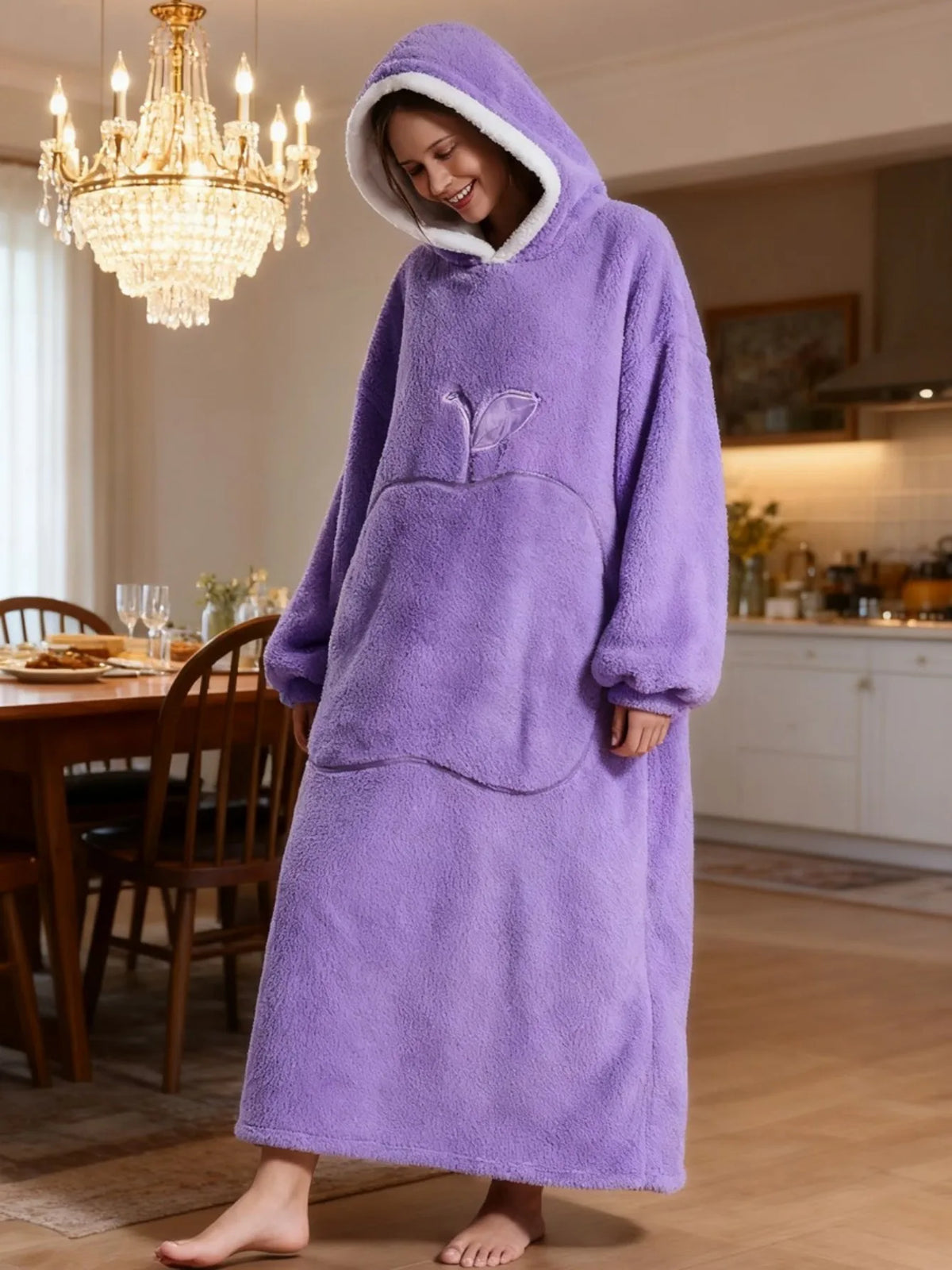 Oversized Hoodie Deken Sherpa Fleece Capuchon Mouwen Relaxkleding Volwassenen Winter Warmte Comfort Loungewear | Sansoti