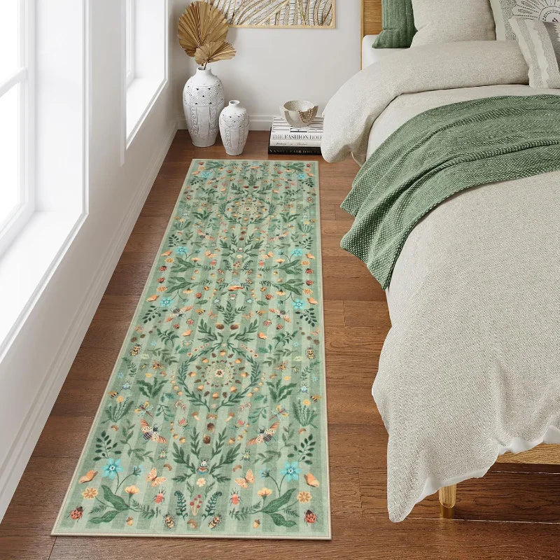 Tapis de couloir géométrique rose, chemin de table 80-500 cm antidérapant en polyester pour entrée, véranda et escaliers | Sansoti