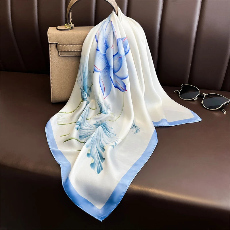 Quadratisches Halstuch 70x70 cm aus Polyester, multifunktionales Haarband und Halstuch für den Hals, Damen, vier Jahreszeiten, dekorativ | Sansoti