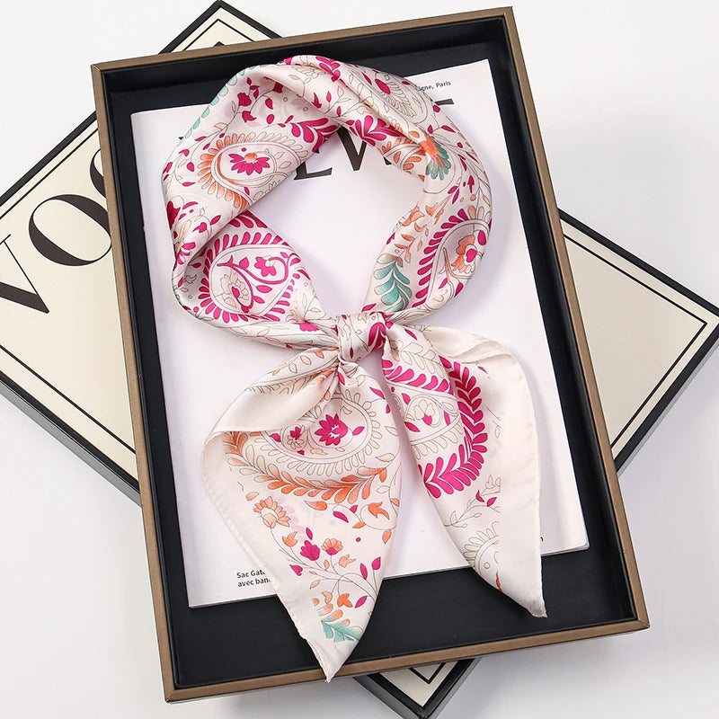 Square Satin Scarf 70x70 cm Women's Headband Neck Scarf Hijab Headband Soft Polyester Elegant Stylish | Sansoti