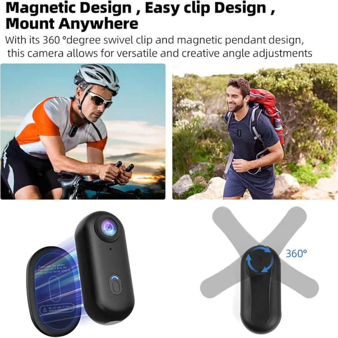 Compacte 4K WiFi Actiecamera – Magnetische Bevestiging, Waterdicht tot 30m, Ultra-Licht Bodycam voor Sport en Vlogging | Sansoti