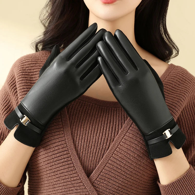 Touchscreen-Winterhandschuhe Damen Fleece-Futter Wasserdicht Fahrradhandschuhe Warme Sporthandschuhe | Sansoti