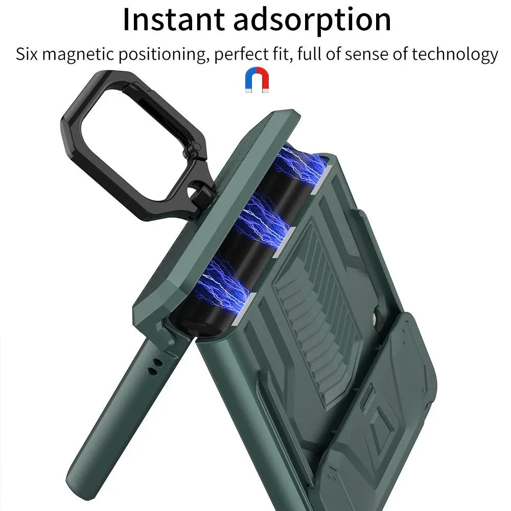 Magnetic Foldable Phone Case with Ring Holder for Z Flip 3 & 4 Flip Camera Shockproof Protective Case | Sansoti