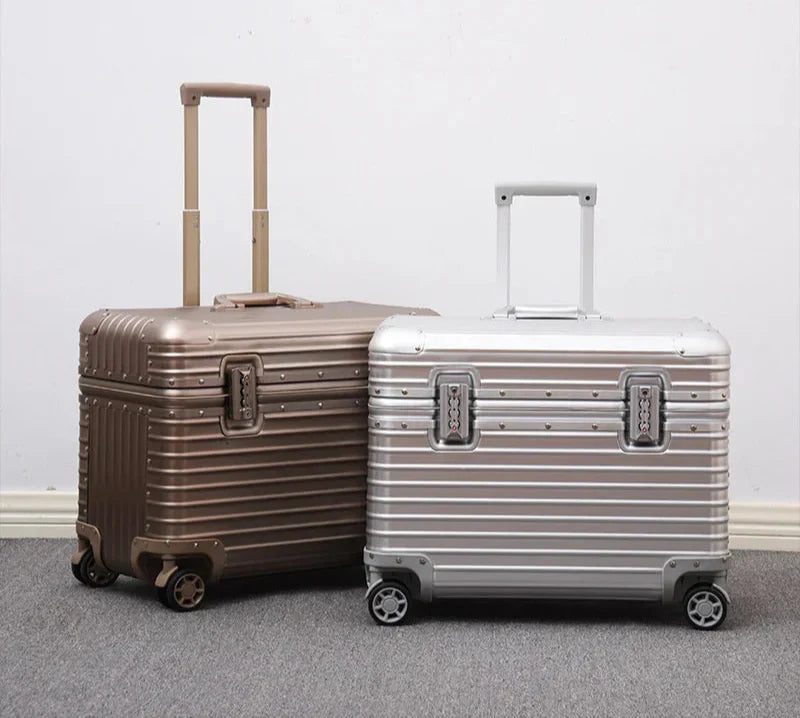 Valise rigide de voyage en aluminium-magnésium, serrure TSA, roues à 360°, bagage cabine, vacances, voyage d’affaires, trolley | Sansoti