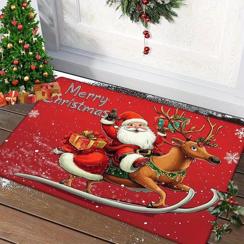 Kerstmat Deurkleed 40x60cm Antislip Feestelijke Entree Decor Kerstman Sneeuwpop Winter Seizoen Deurmat | Sansoti