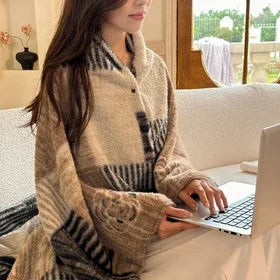 Omkeerbare Geruite Plaid Kasjmierlook Polyester Zachte Deken voor Bank Bed Reizen Sjaal Herfst Winter Thuis | Sansoti
