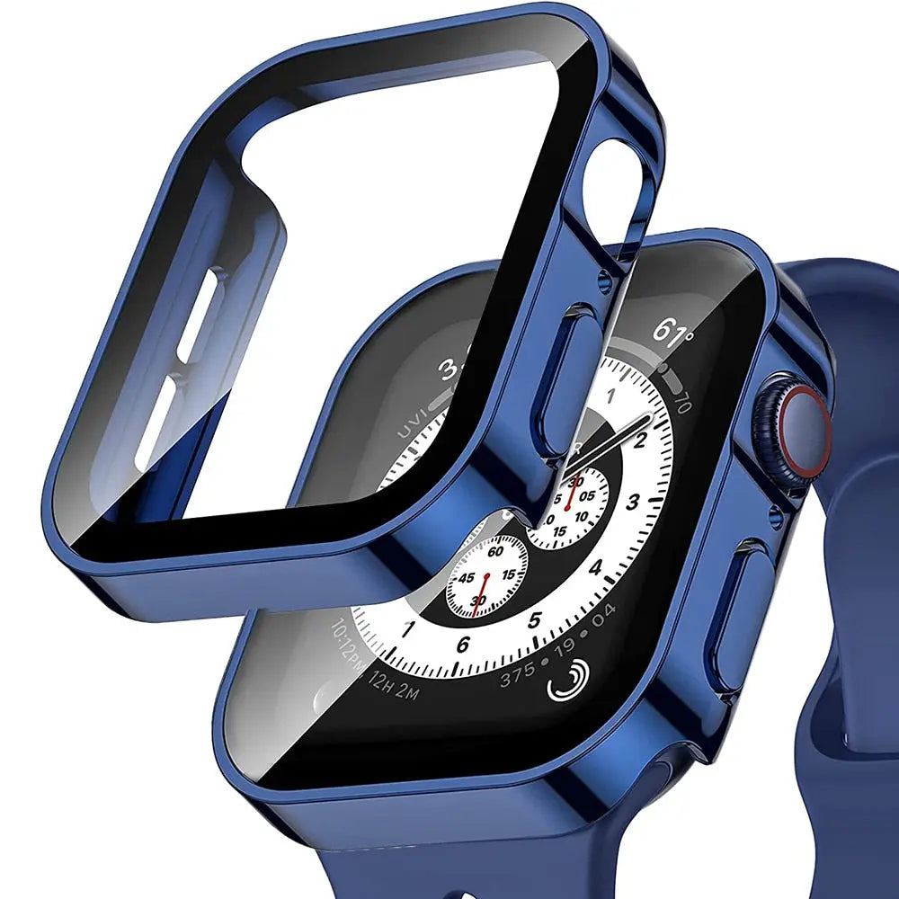 Protective Case with Tempered Glass for Smartwatch 40mm 41mm 44mm 45mm Black Silver Transparent Watch Case | Sansoti