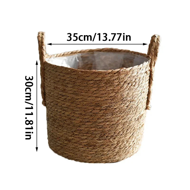 Plantenmand Gevlochten Zeegras Naturel S-L Woonkamer Balkon Handgemaakt Bloempot Mand Rotan Binnen Boho Decoratie | Sansoti