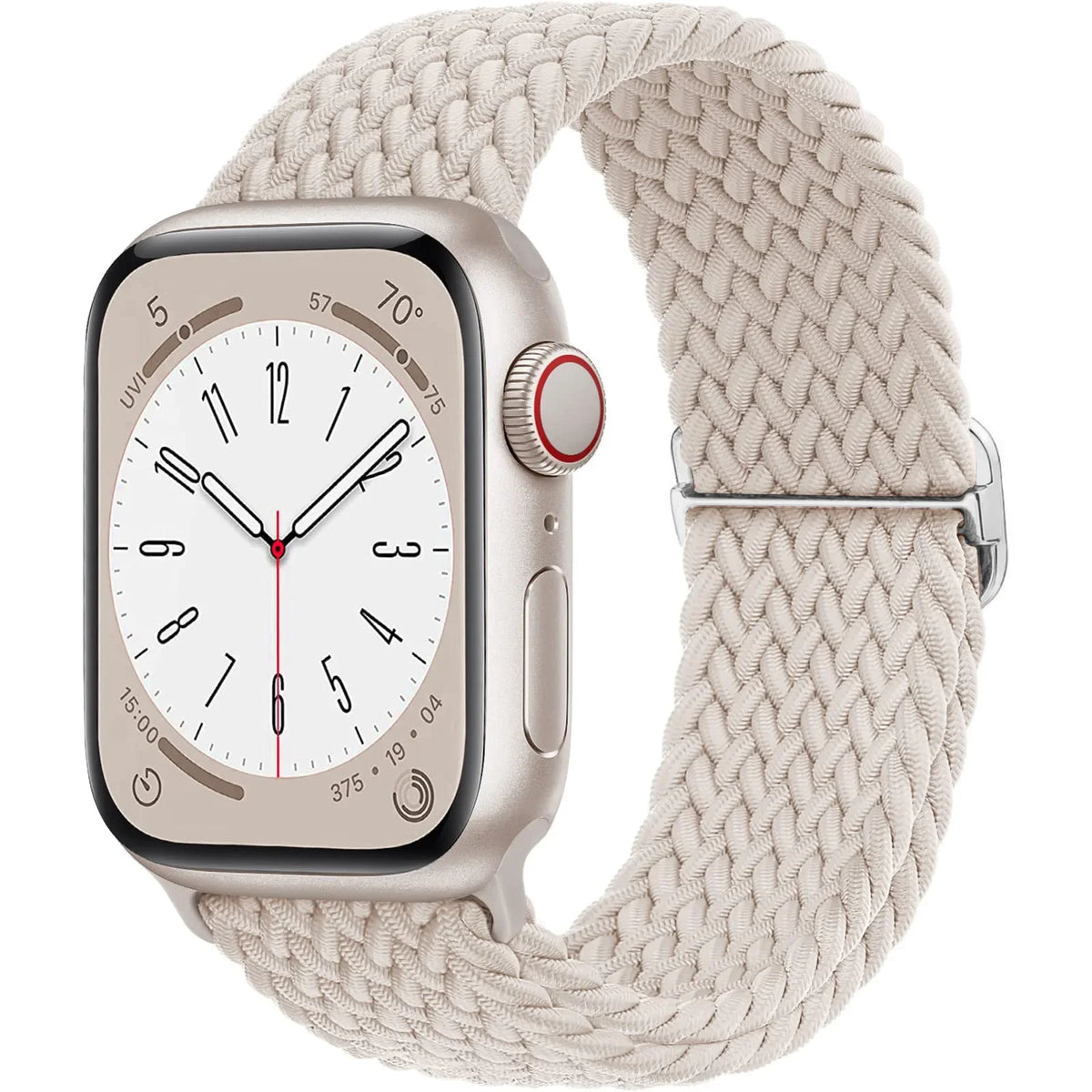 Elastisch gevlochten nylon smartwatch-bandje, 38–49 mm, verstelbaar en ademend, sportband voor Apple Watch | Sansoti