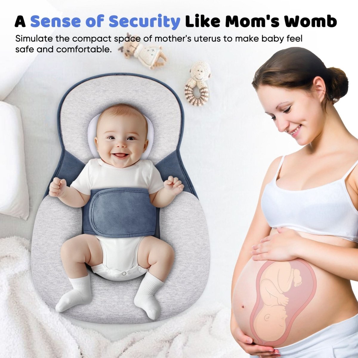Ergonomisch Babykussen met Schedelondersteuning Plat of Wigvorm Hoofdsteun voor Zuigelingen Pasgeborenen | Sansoti
