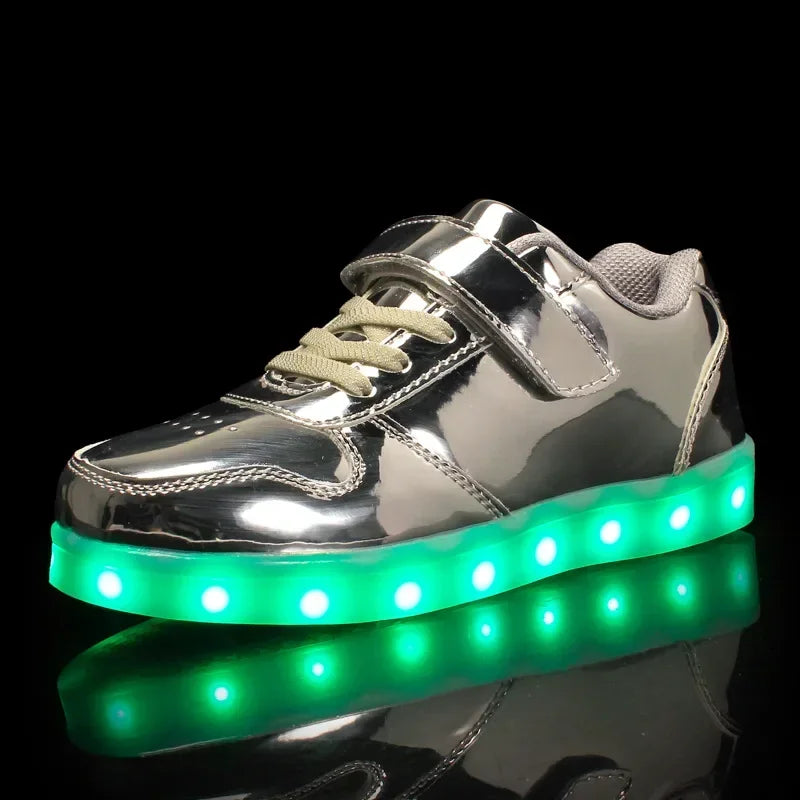 LED Kinderschoenen Sneakers Synthetisch Rubber Roze Met Licht Speelgoed Schoenen Klittenband Verlichting Kinderen | Sansoti