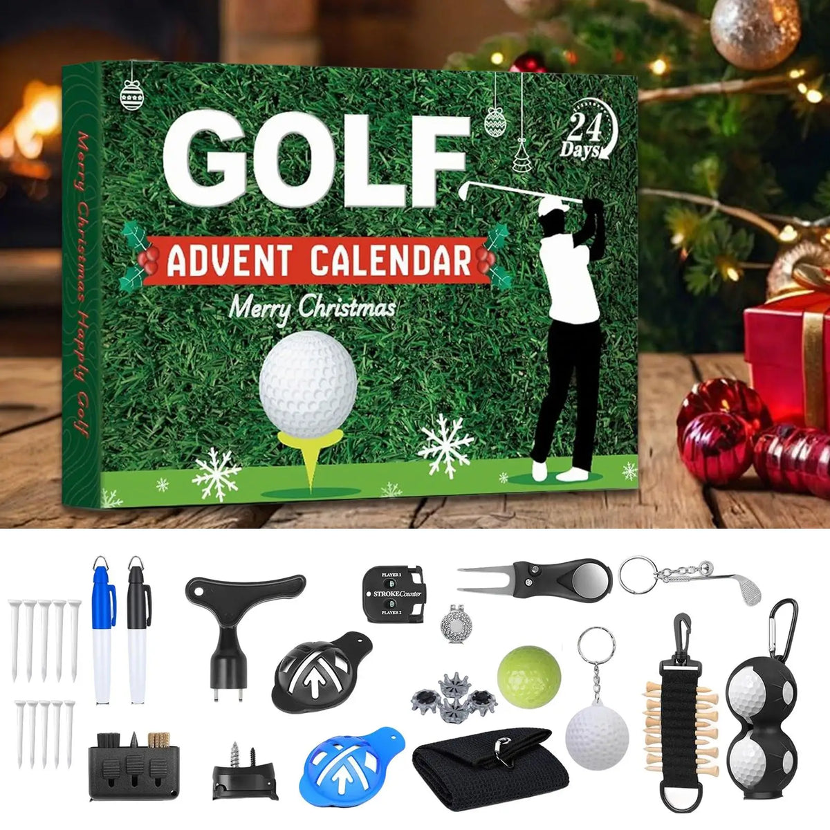 Adventskalender met 24 Golfaccessoires voor Liefhebbers Verrassing Elke Dag Kerst Golfcadeau Kalender | Sansoti
