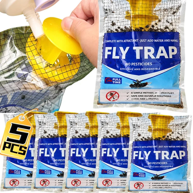 Piège à insectes suspendu pour l’extérieur avec appât naturel, piège à mouches jetable pour jardin, terrasse, balcon et camping | Sansoti