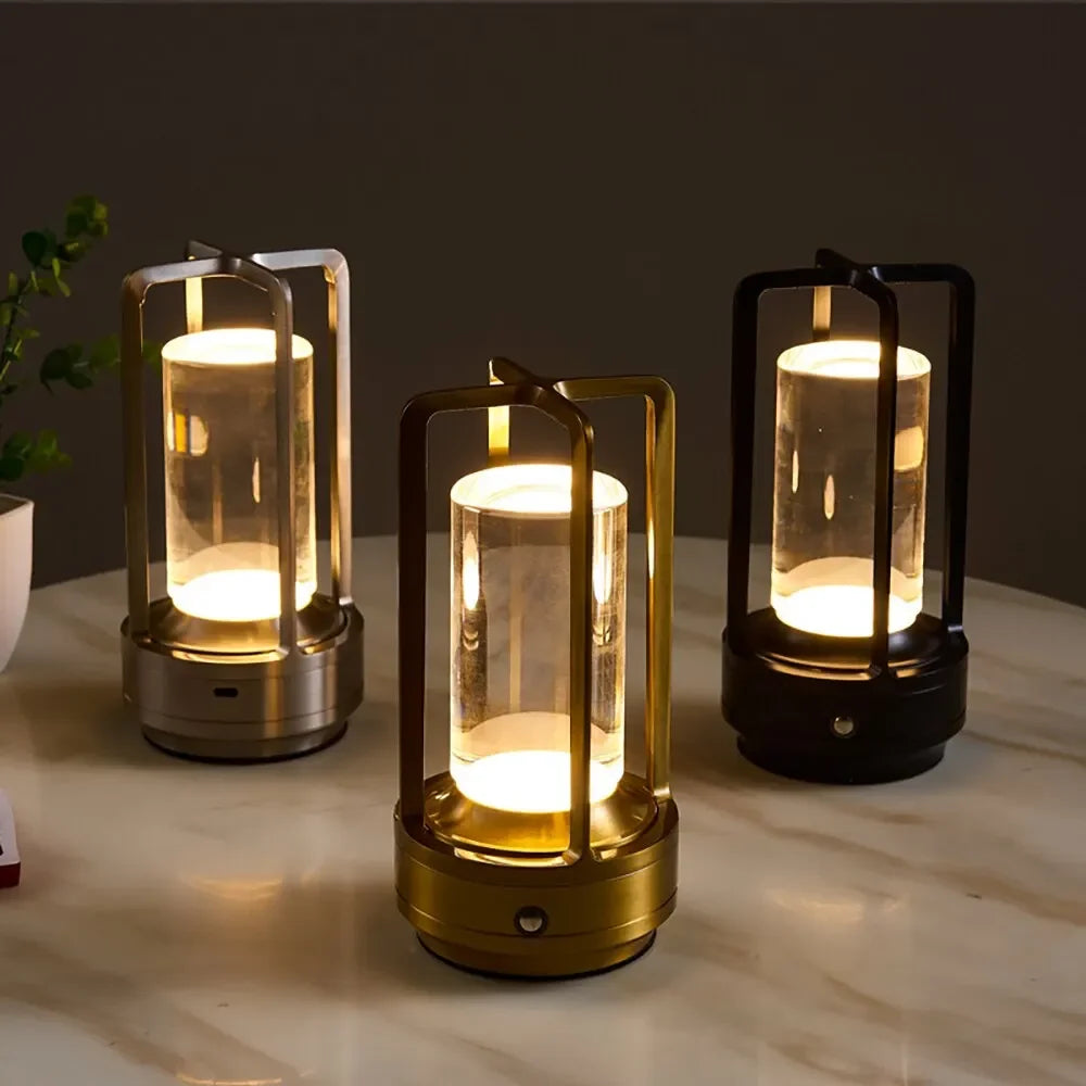 Draagbare Kristallen Tafellamp op Batterijen Dimbaar LED Goud Zilver Zwart Sfeerlamp Draadloos | Sansoti