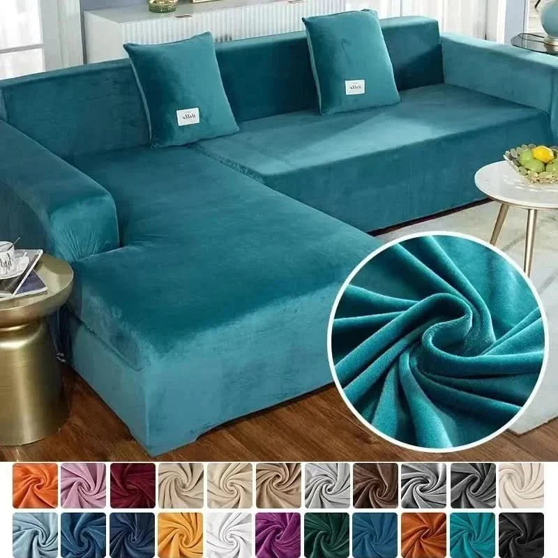 Housse de canapé en velours extensible élastique, protège-canapé antidérapante lavable pour canapé 1, 2 ou 3 places | Sansoti